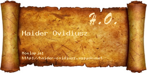 Haider Ovidiusz névjegykártya